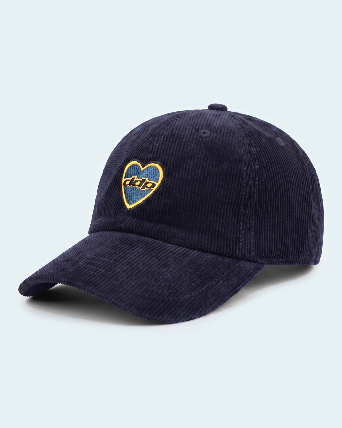 Casquette baseball DDP Heart 95 en velours côtelé – coloris Bleu Marine – vue de trois quarts