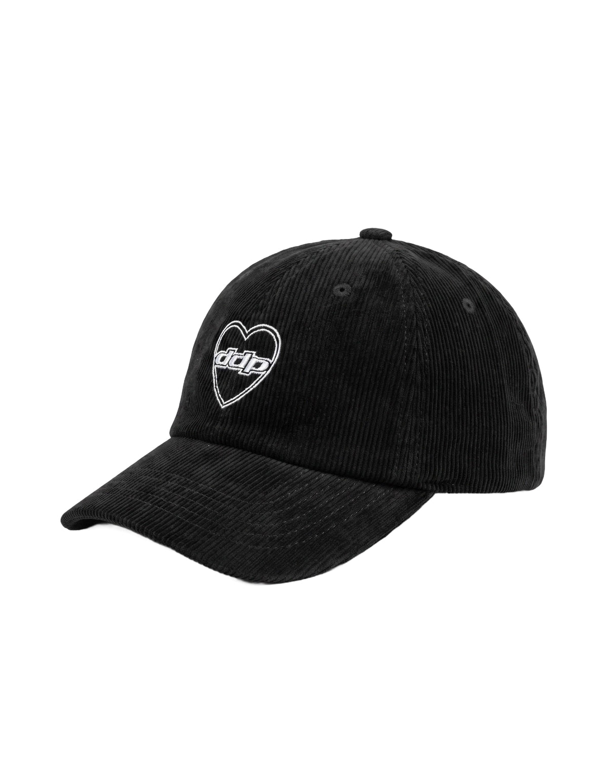 Casquette baseball DDP Heart 95 B&W en velours côtelé – coloris Noir – vue de trois quarts