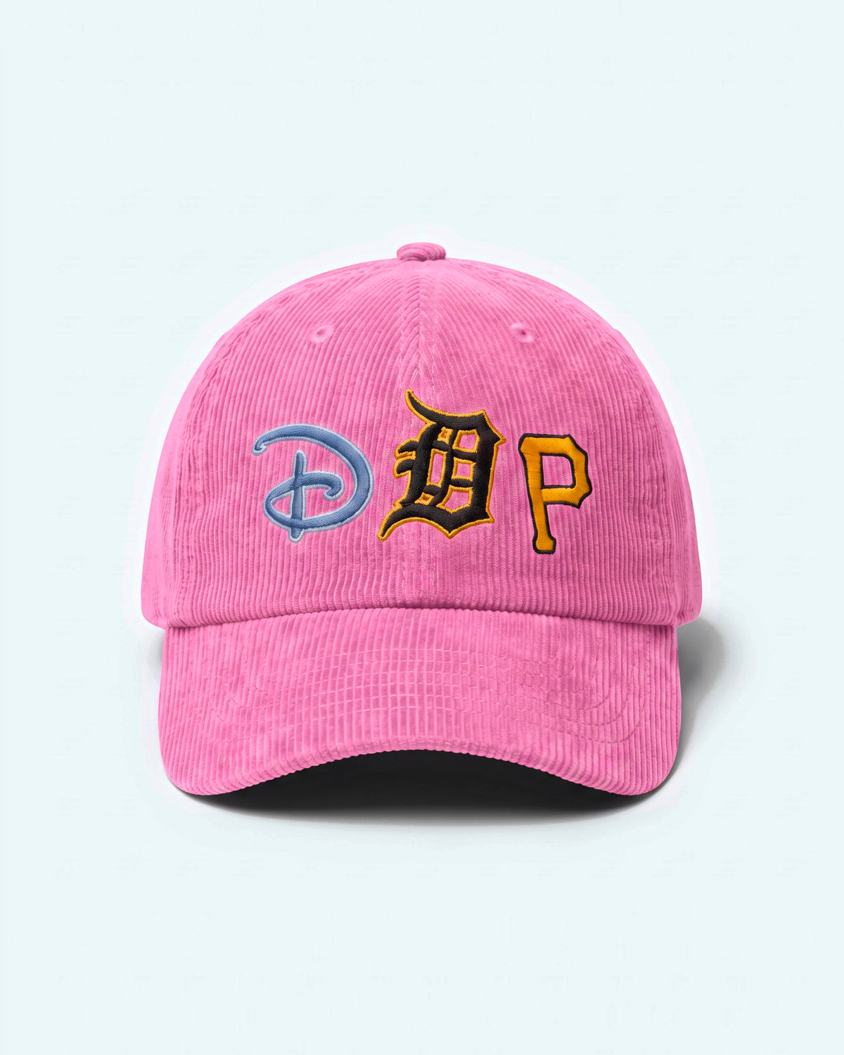 Casquette baseball DDP Fan Logo en velours côtelé – coloris Rose – vue de face