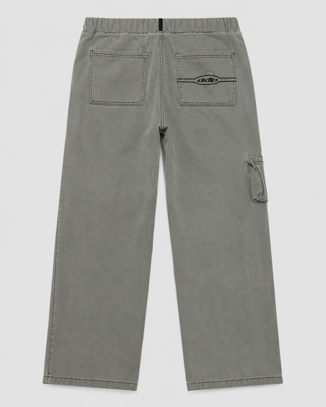 Pantalon DDP kaki taille unique, poches plaquées, logo ddp et poche cargo latérale – vue de dos