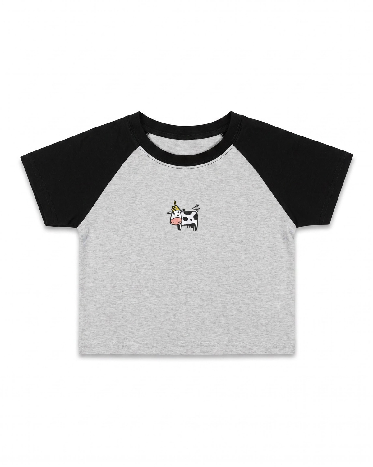 Baby Tee DDP La Vache Gris / Noir – face à plat