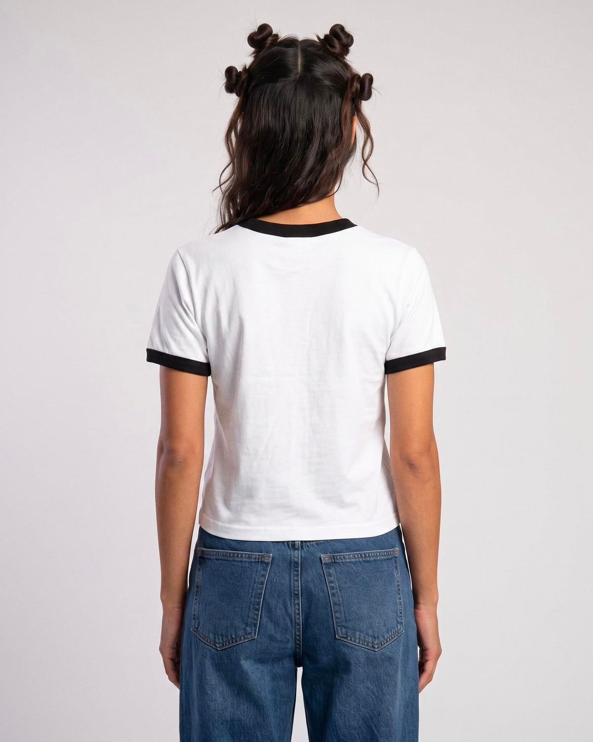 Baby Tee DDP I Love DDP Contrasté Blanc / Noir – vue portée dos