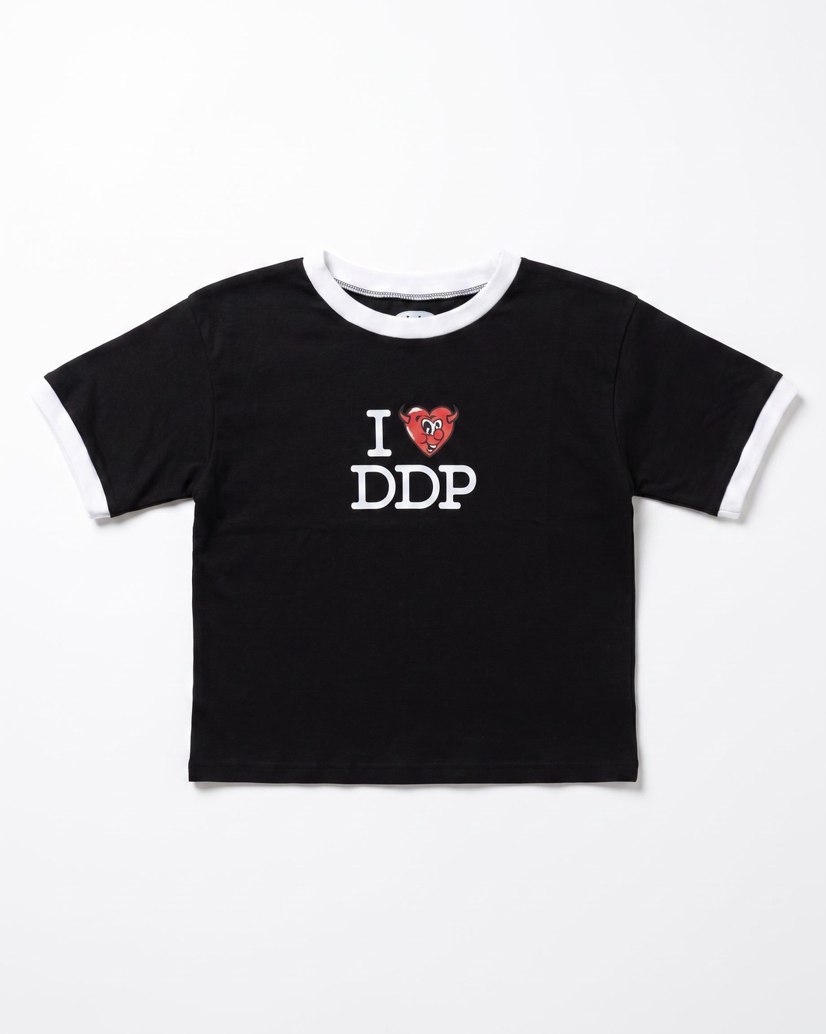 Baby Tee DDP I Love DDP Contrasté Noir / Blanc – face à plat