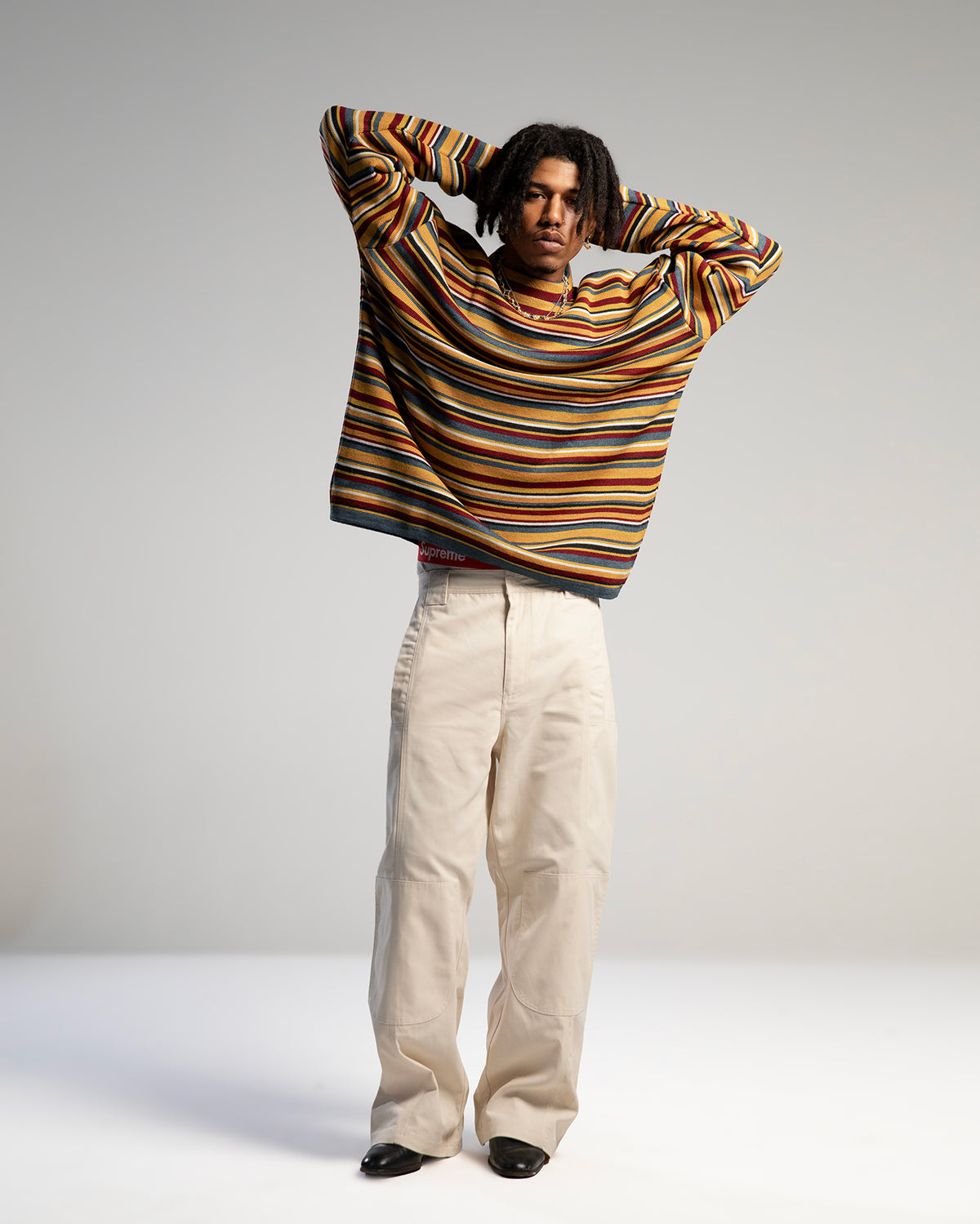 Pull en laine oversize raye Multico - DDP - vue detail 3