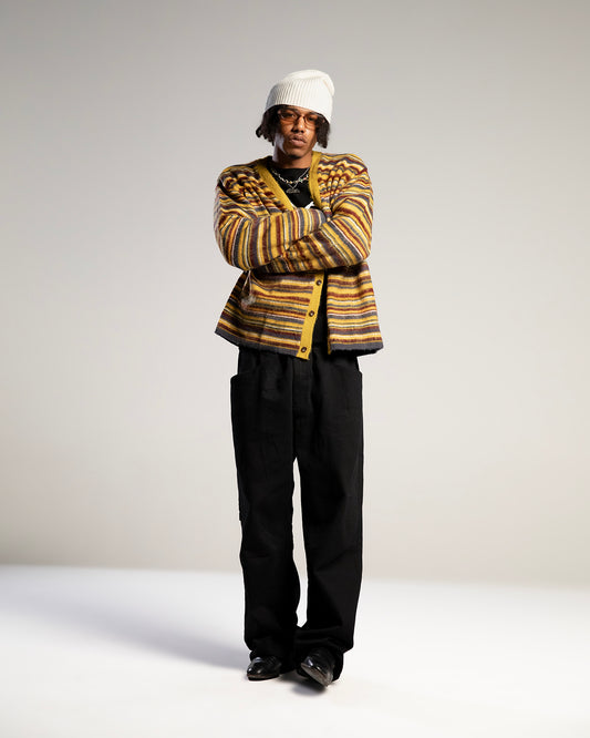 Multico – Cardigan shaggy oversize à rayures